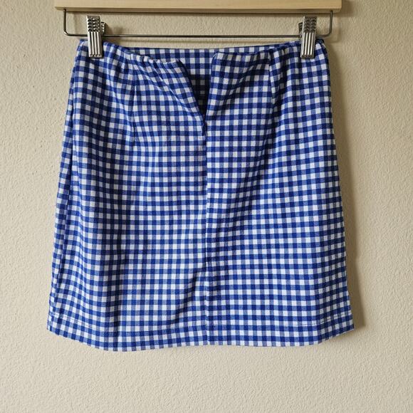 Blue and white checkered love on the hanger plaid mini skirt Size 1 - Picture 3 of 7